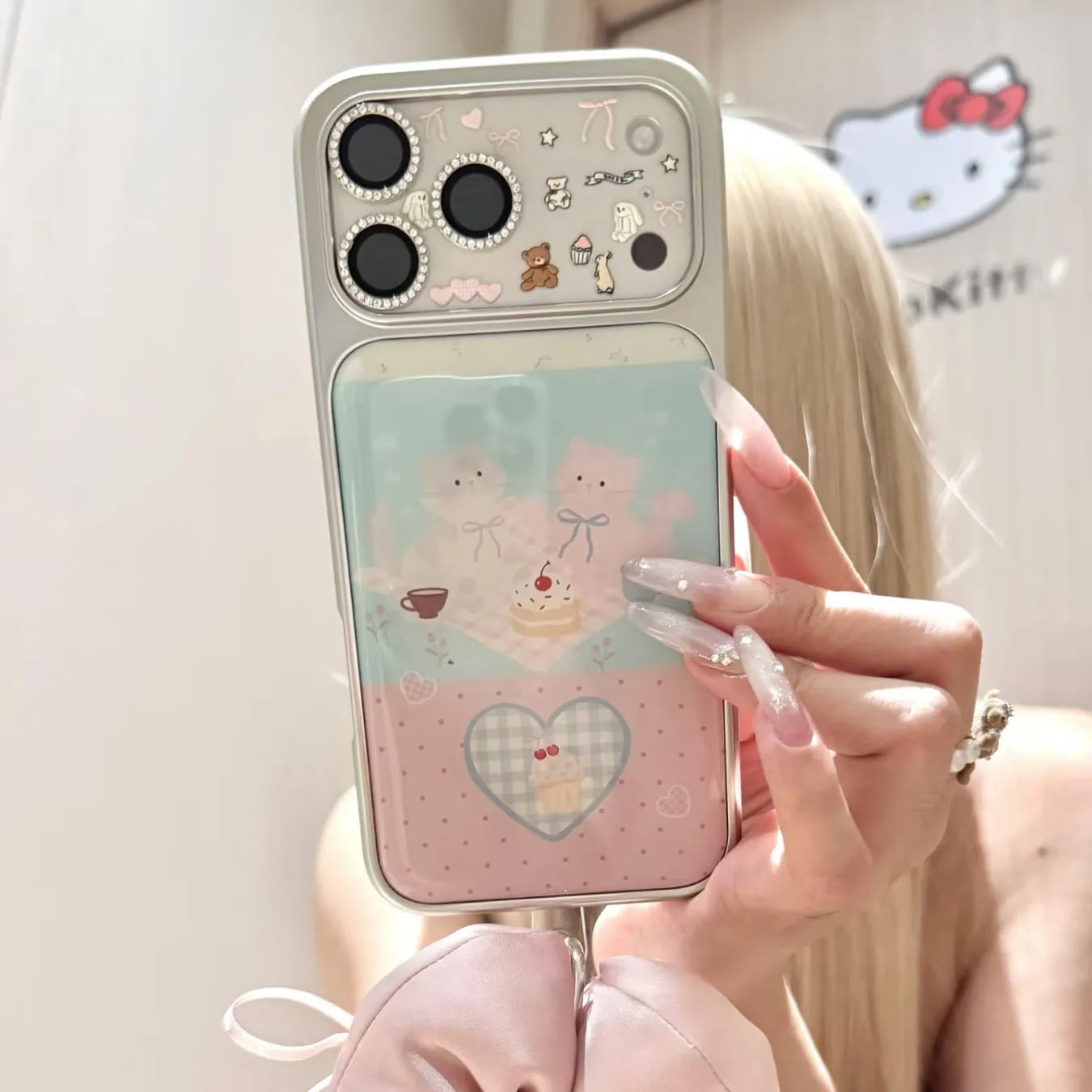 Korean Ins Polka Dots Cute Cat Love Phone Case For iPhone 17 16 15 14 13 12 11 Pro Max 14 15 16 17Air Plus Sweet Y2K Girl Cover