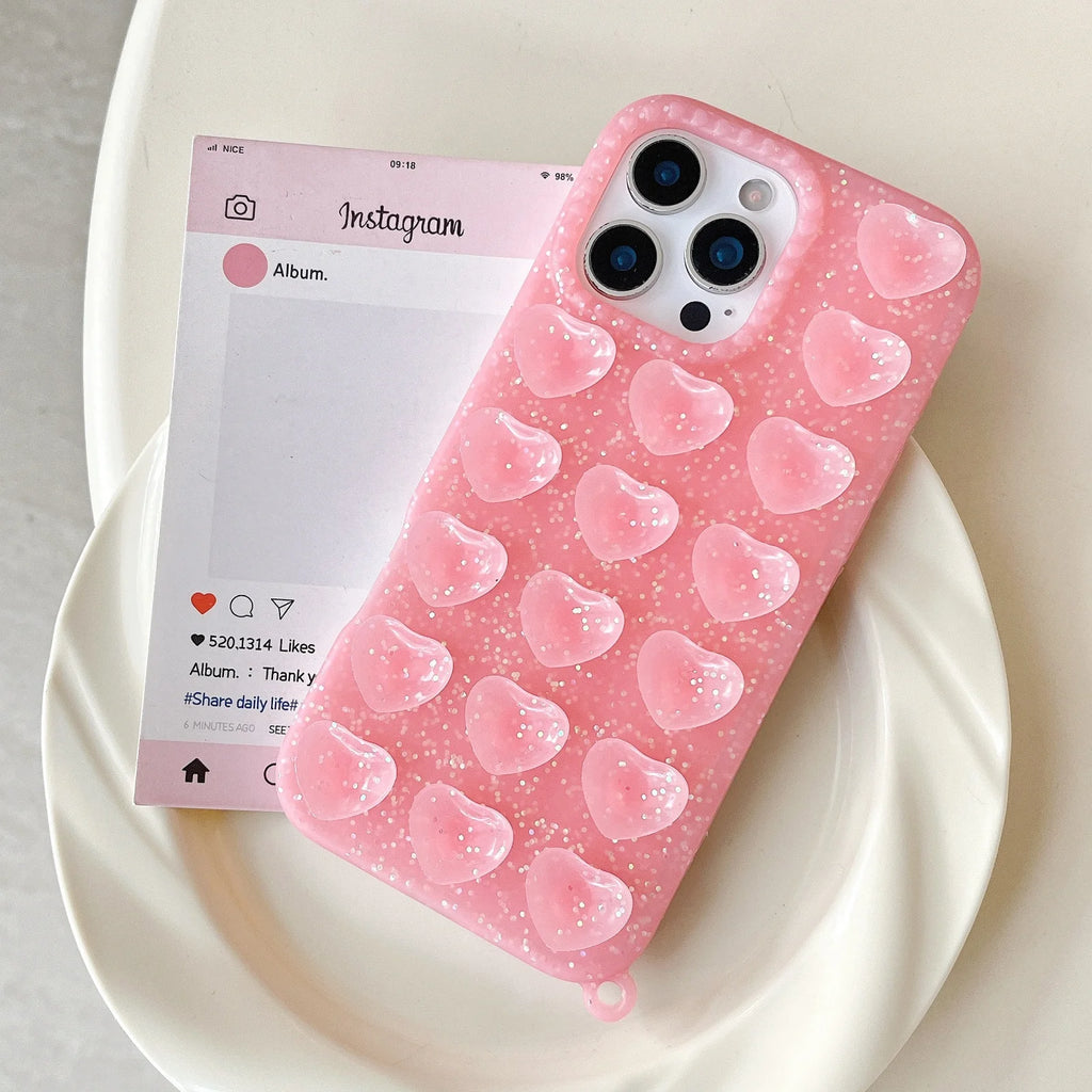 Silicone heart shape Suction Cup Phone Case Sticky Phone Grip with Higher Suction Power for iPhone 17 16 15 14 13 promax cover
